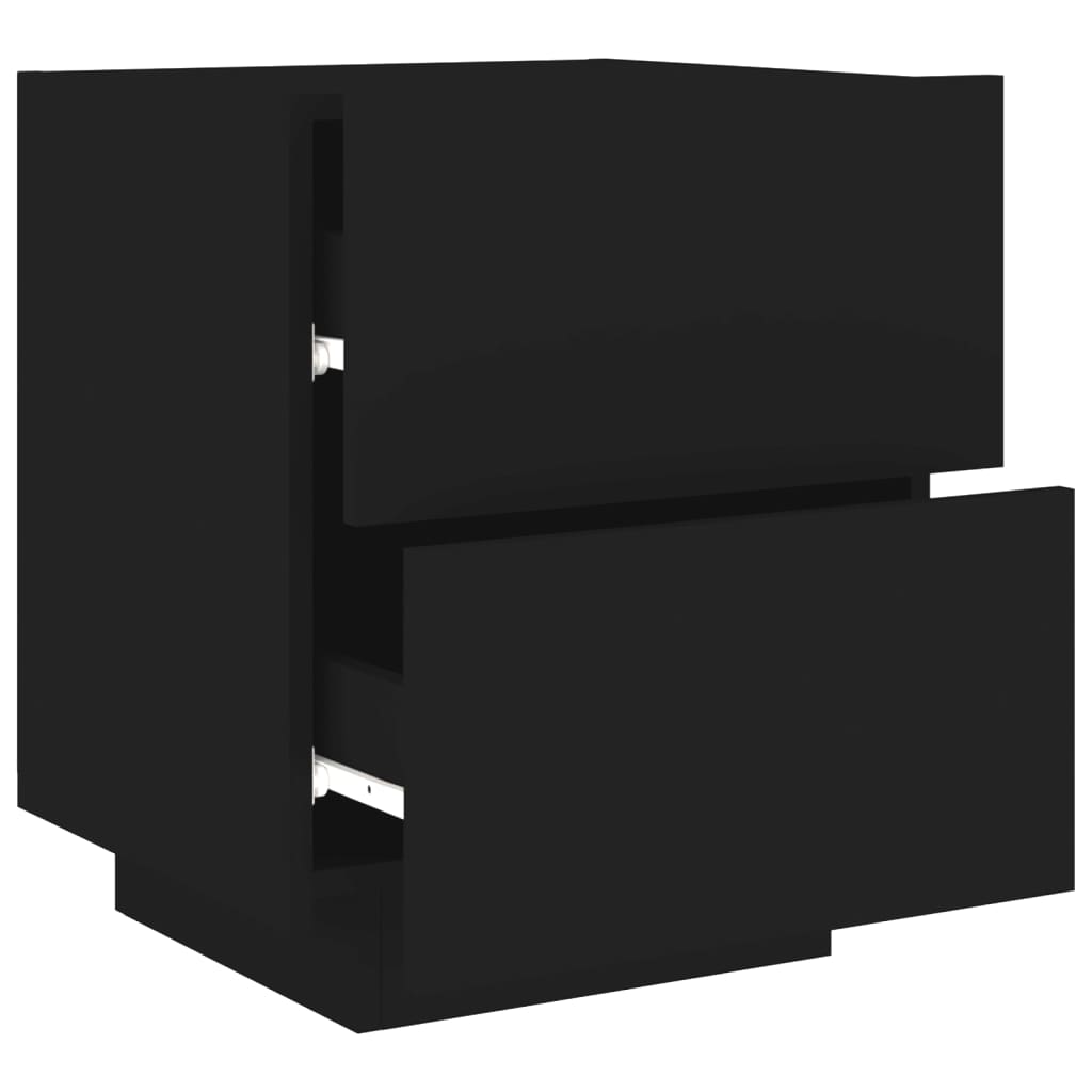 Nattbord Sengbord Svart med LED