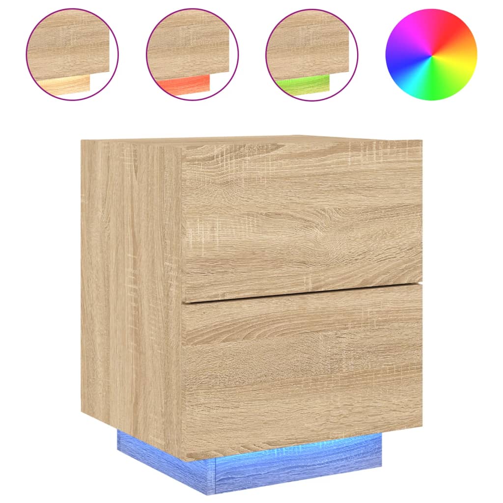 Nattbord Sengbord Sonoma Eik med LED