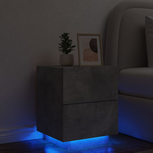 Nattbord Sengbord Betonggrå med LED