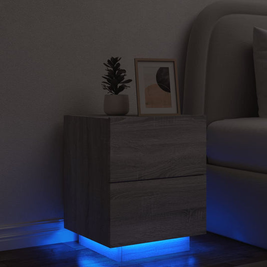 Nattbord Sengbord Sonoma Grå med LED