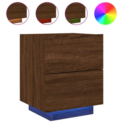 Nattbord Sengbord Brun Eik med LED