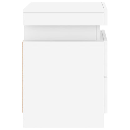 Nattbord Sengbord Hvit med LED 35x39x55 cm