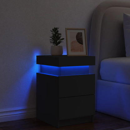 Nattbord Sengbord Svart med LED 35x39x55 cm