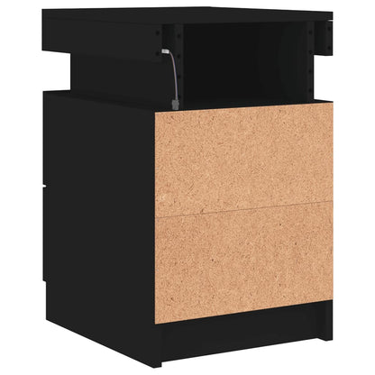Nattbord Sengbord Svart med LED 35x39x55 cm