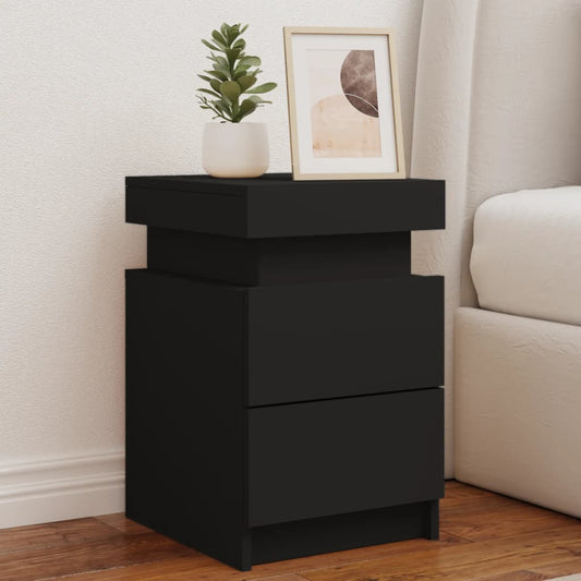 Nattbord Sengbord Svart med LED 35x39x55 cm