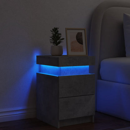Nattbord Sengbord Betonggrå med LED 35x39x55 cm