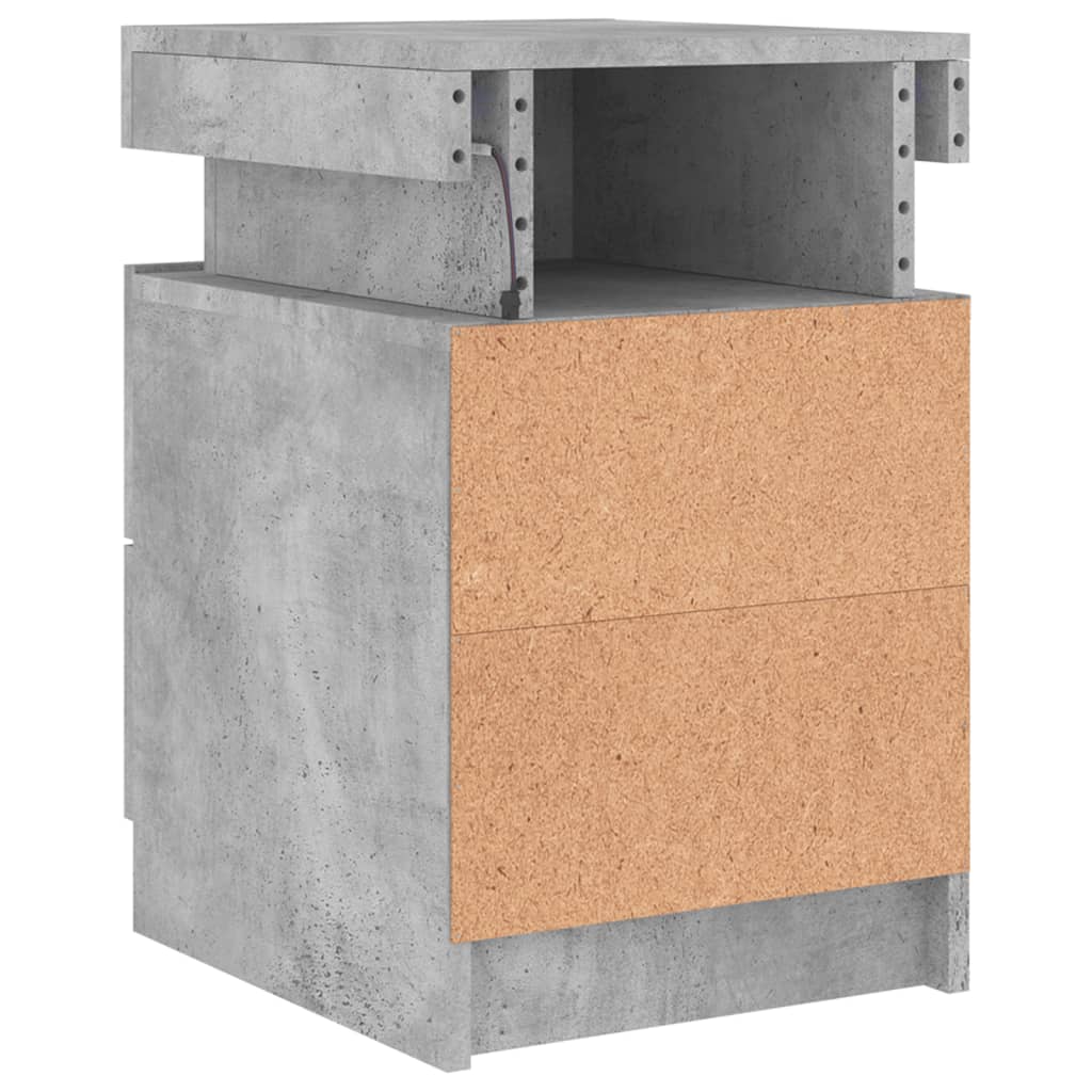 Nattbord Sengbord Betonggrå med LED 35x39x55 cm
