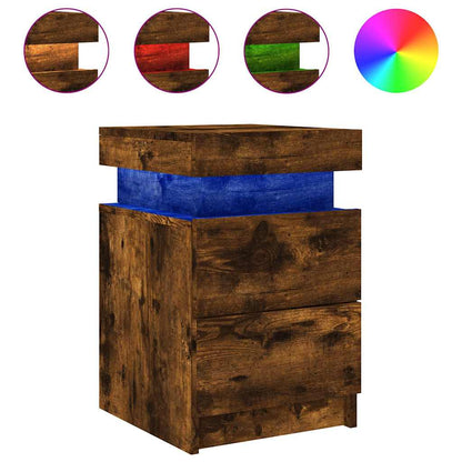 Nattbord Sengbord Røkt Eik med LED 35x39x55 cm