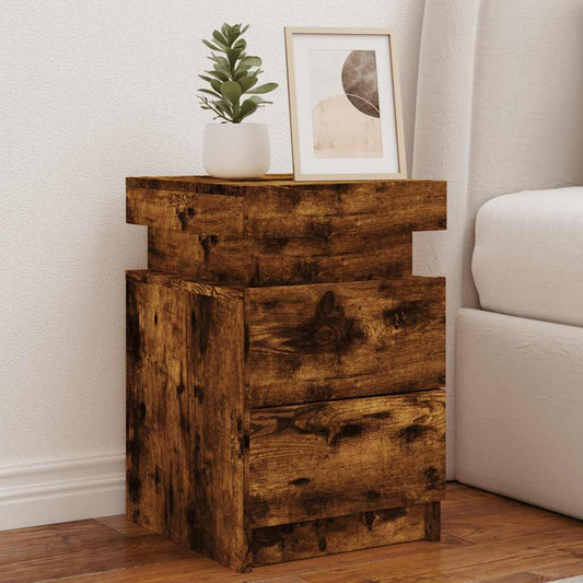 Nattbord Sengbord Røkt Eik med LED 35x39x55 cm