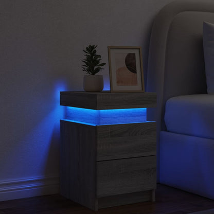 Nattbord Sengbord Sonoma Grå med LED 35x39x55 cm