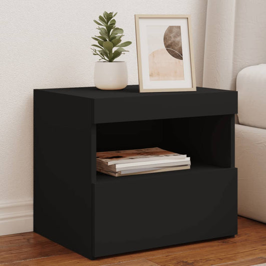Nattbord Sengbord Svart med LED 50x40x45 cm