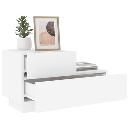 Nattbord Sengbord Hvit med LED 70x36x40,5 cm