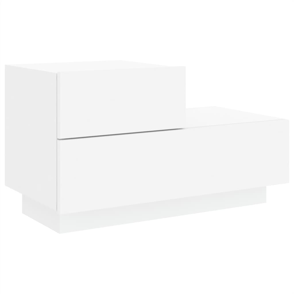 Nattbord Sengbord Hvit med LED 70x36x40,5 cm