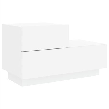 Nattbord Sengbord Hvit med LED 70x36x40,5 cm