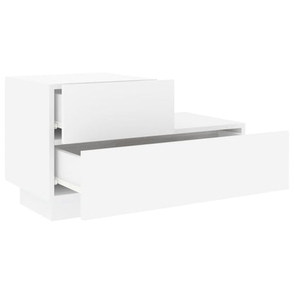 Nattbord Sengbord Hvit med LED 70x36x40,5 cm