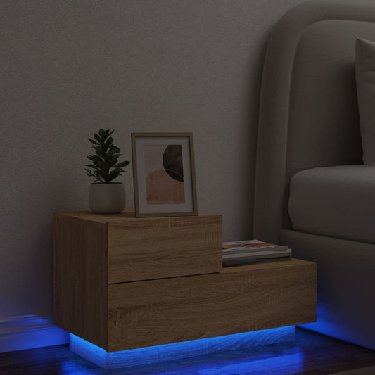 Nattbord Sengbord Sonoma Eik med LED 70x36x40,5 cm
