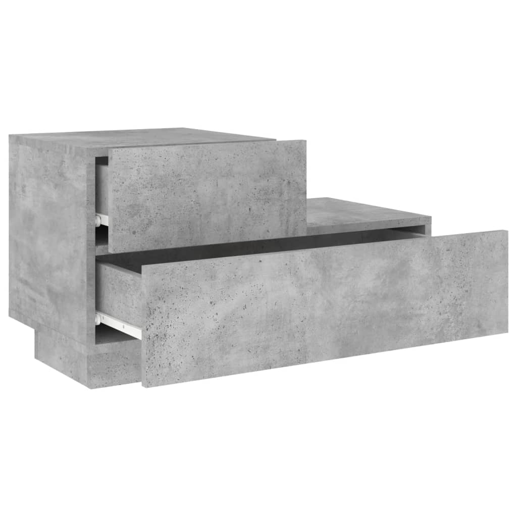 Nattbord Sengbord Betonggrå med LED 70x36x40,5 cm
