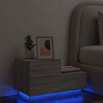 Nattbord Sengbord Sonoma Grå med LED 70x36x40,5 cm
