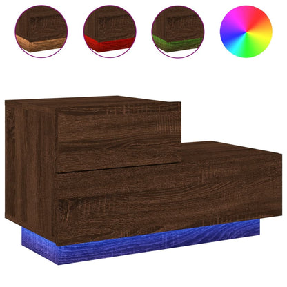 Nattbord Sengbord Brun Eik med LED 70x36x40,5 cm