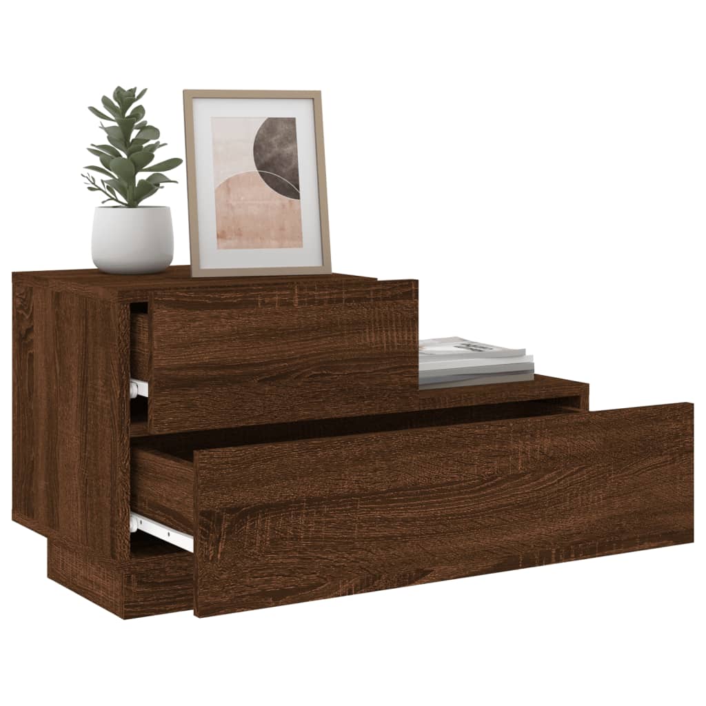Nattbord Sengbord Brun Eik med LED 70x36x40,5 cm
