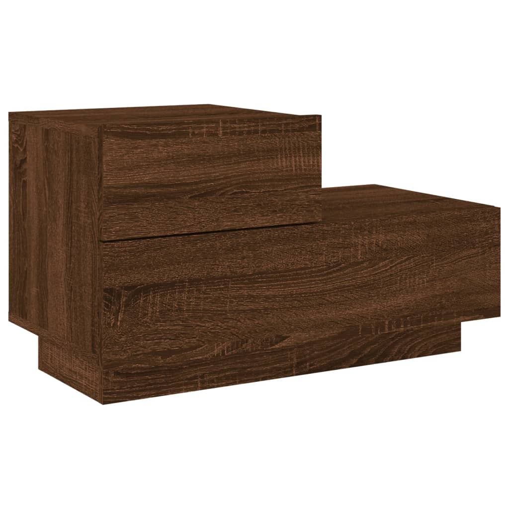 Nattbord Sengbord Brun Eik med LED 70x36x40,5 cm
