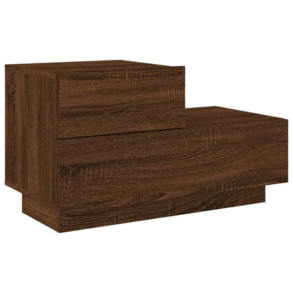 Nattbord Sengbord Brun Eik med LED 70x36x40,5 cm