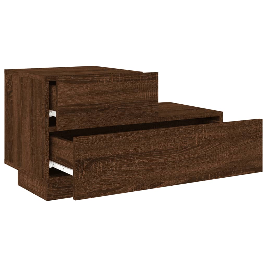 Nattbord Sengbord Brun Eik med LED 70x36x40,5 cm
