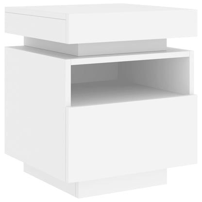 Nattbord Sengbord Hvit med LED 40x39x48,5 cm
