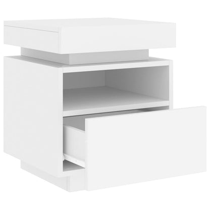 Nattbord Sengbord Hvit med LED 40x39x48,5 cm