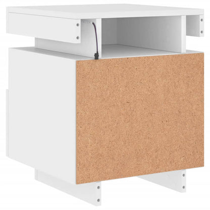 Nattbord Sengbord Hvit med LED 40x39x48,5 cm