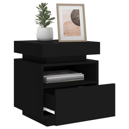 Nattbord Sengbord Svart med LED 40x39x48,5 cm