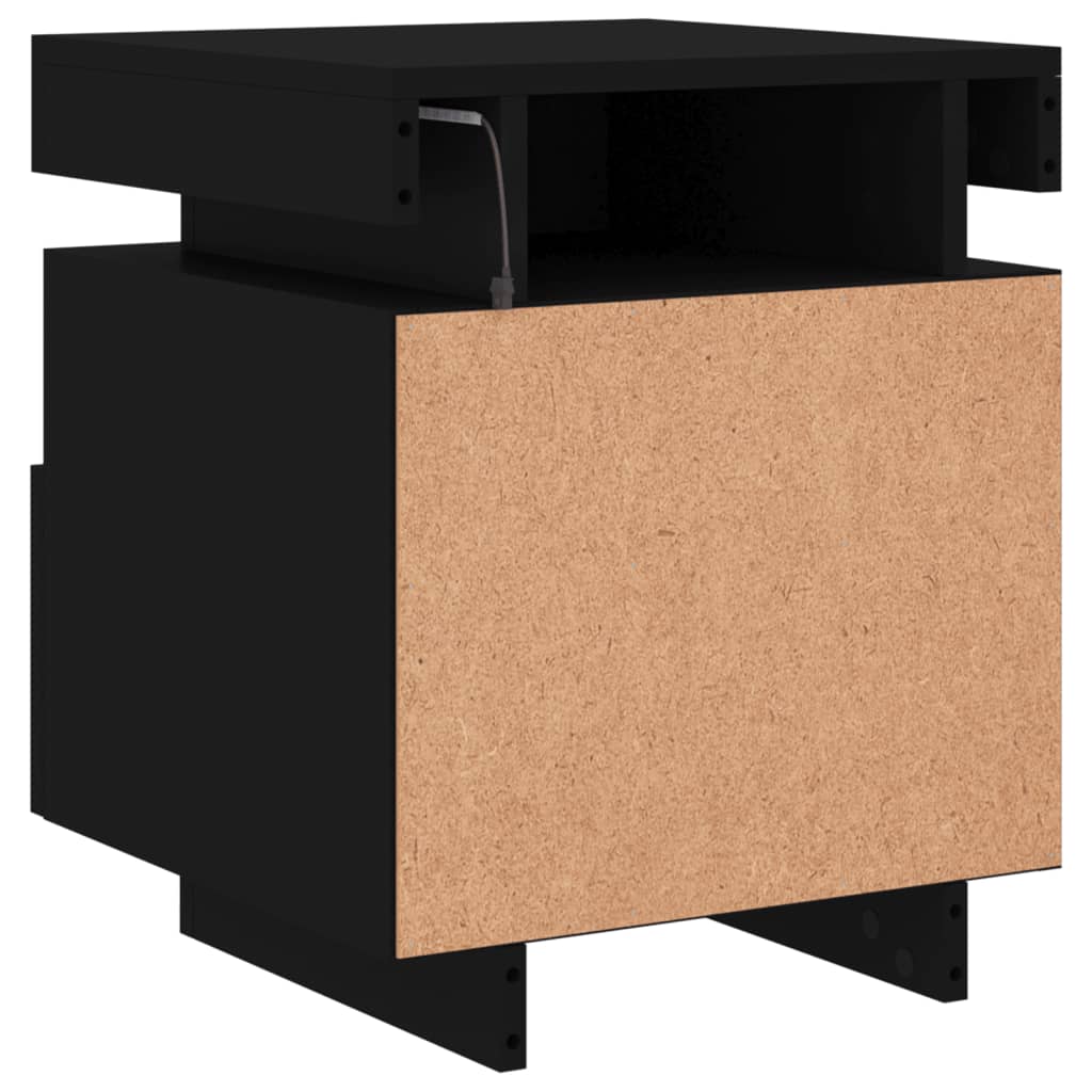 Nattbord Sengbord Svart med LED 40x39x48,5 cm