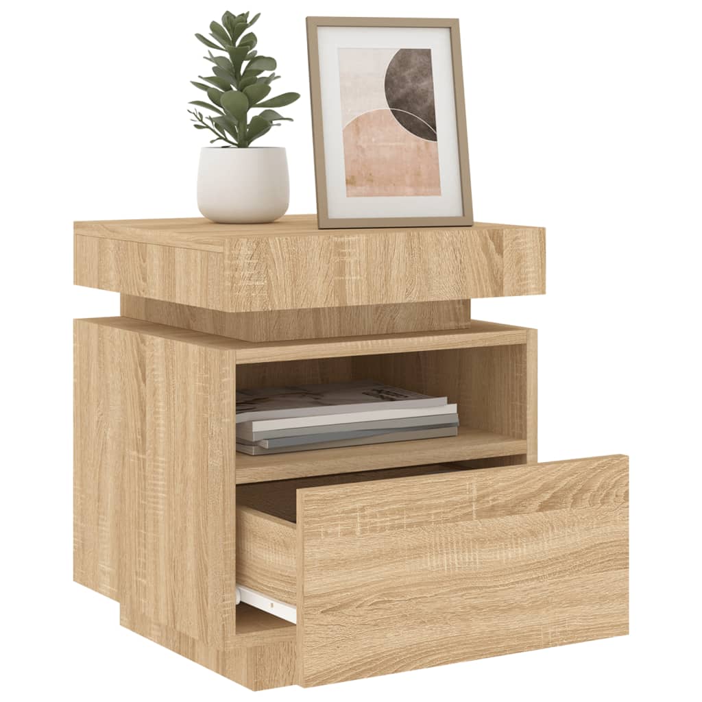 Nattbord Sengbord Sonoma Eik med LED 40x39x48,5 cm