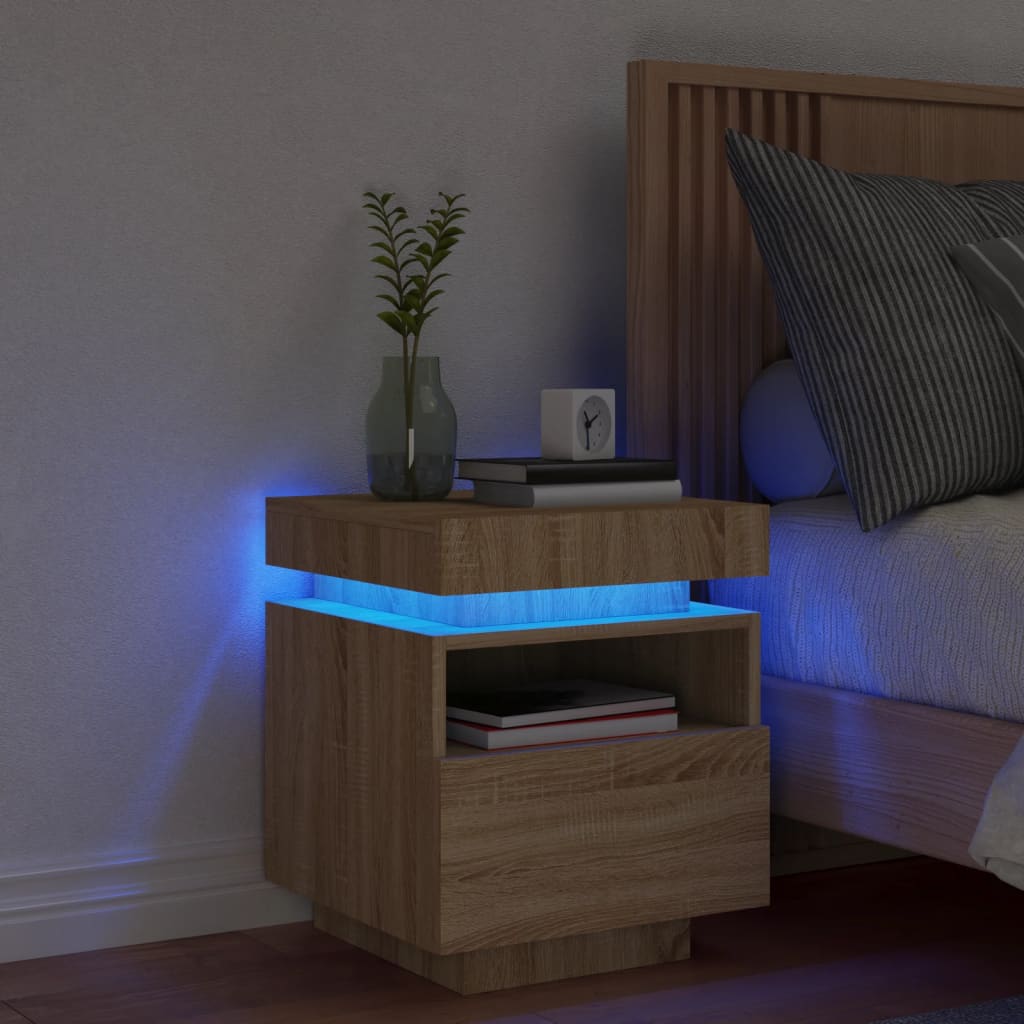 Nattbord Sengbord Sonoma Eik med LED 40x39x48,5 cm