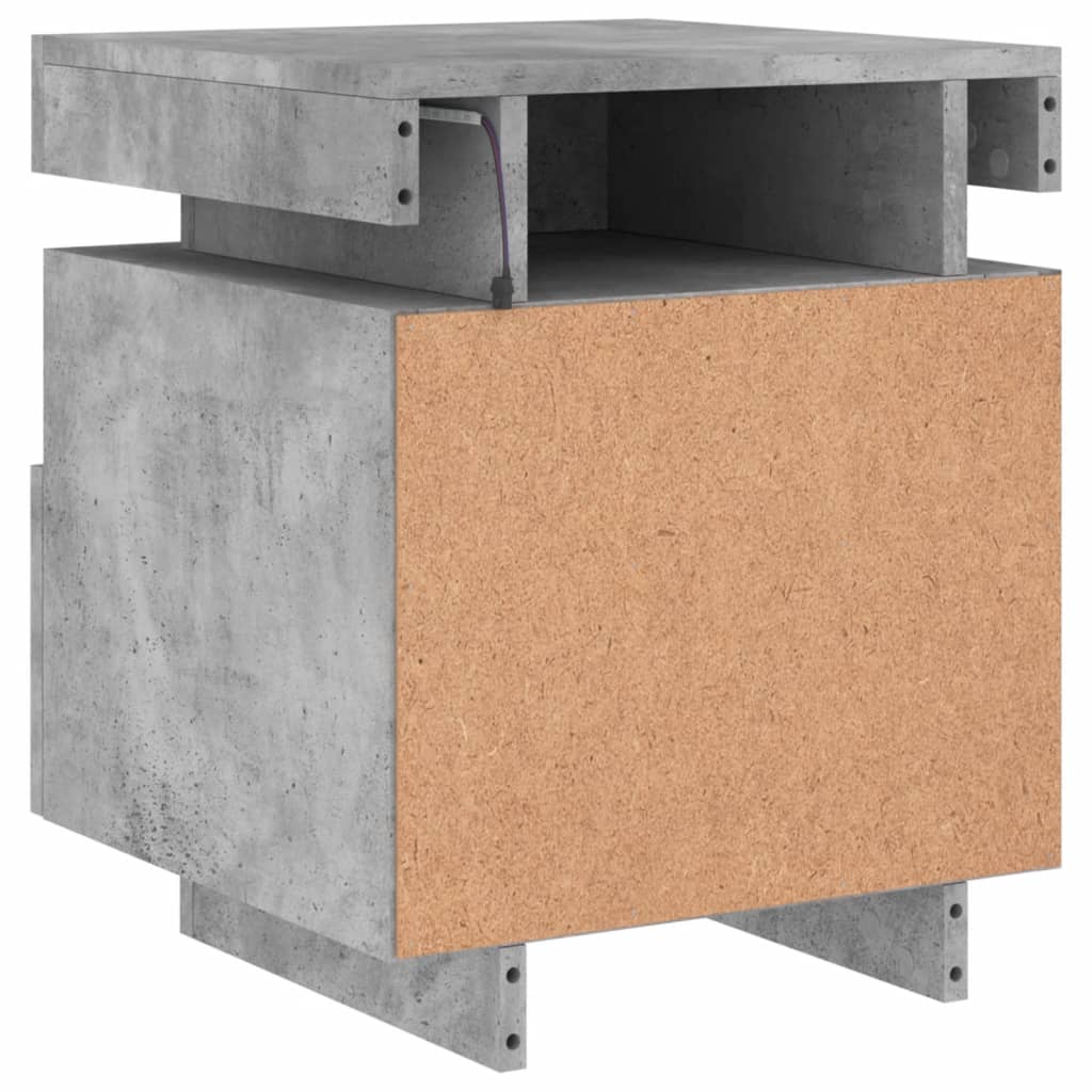 Nattbord Sengbord Betonggrå med LED 40x39x48,5 cm