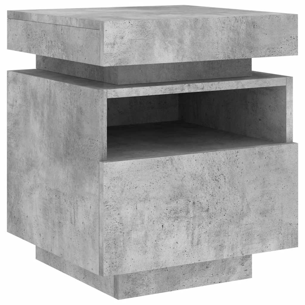 Nattbord med LED 2 stk betonggrå 40x39x48,5 cm