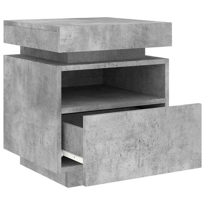 Nattbord med LED 2 stk betonggrå 40x39x48,5 cm