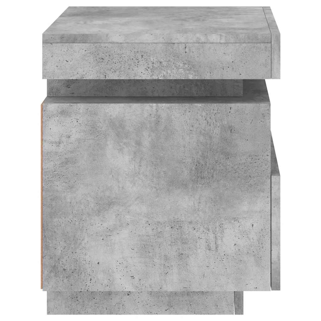 Nattbord med LED 2 stk betonggrå 40x39x48,5 cm