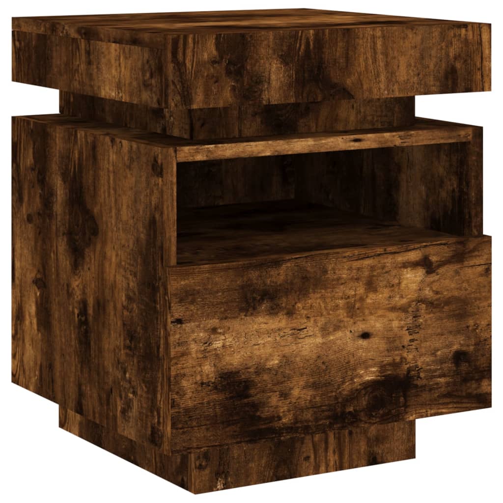 Nattbord Sengbord Røkt Eik med LED 40x39x48,5 cm