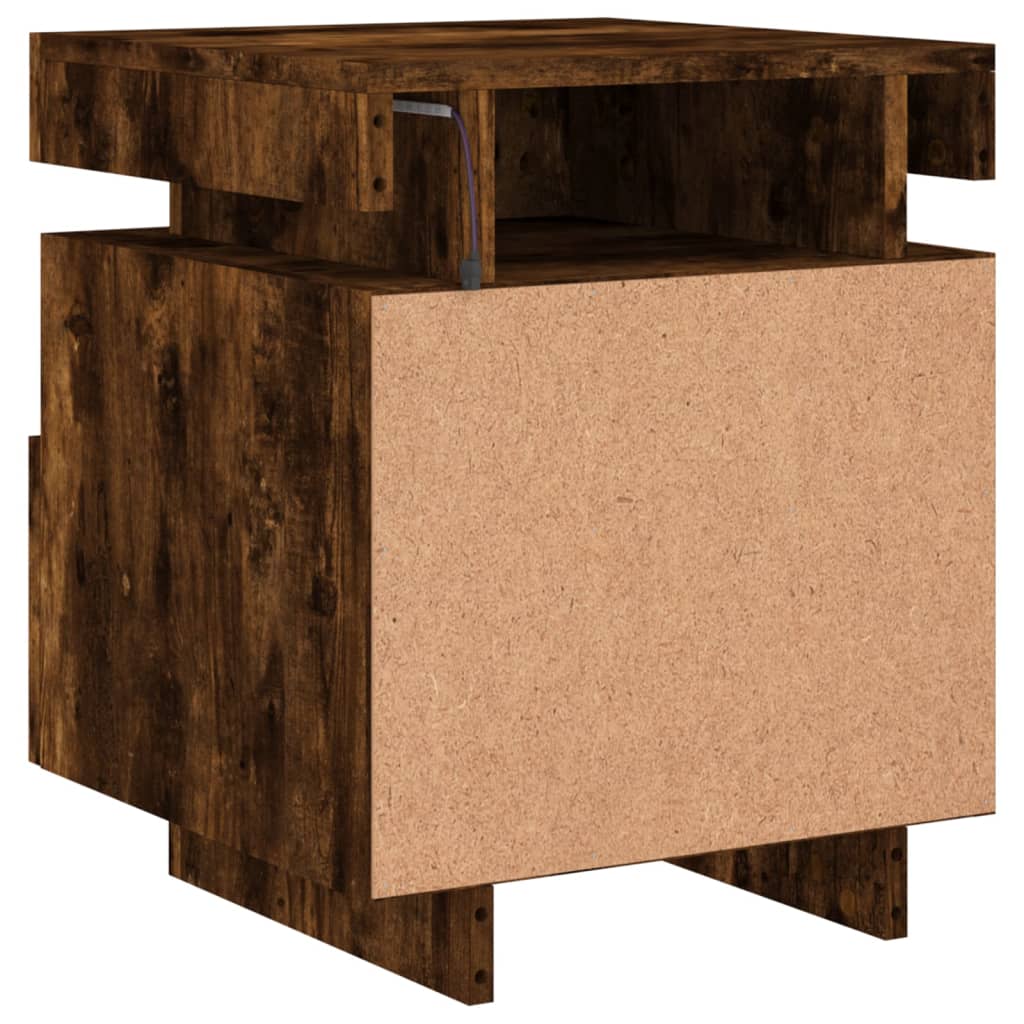 Nattbord Sengbord Røkt Eik med LED 40x39x48,5 cm
