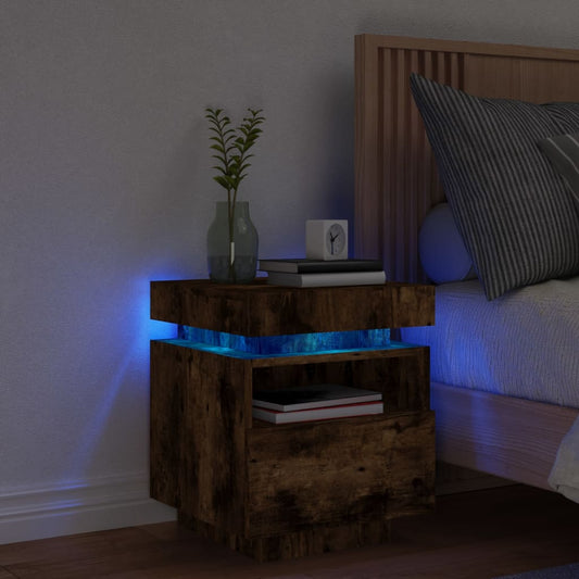 Nattbord Sengbord Røkt Eik med LED 40x39x48,5 cm