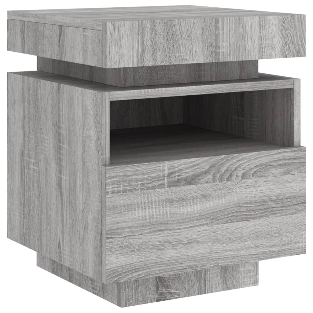 Nattbord Sengbord Sonoma Grå med LED 40x39x48,5 cm