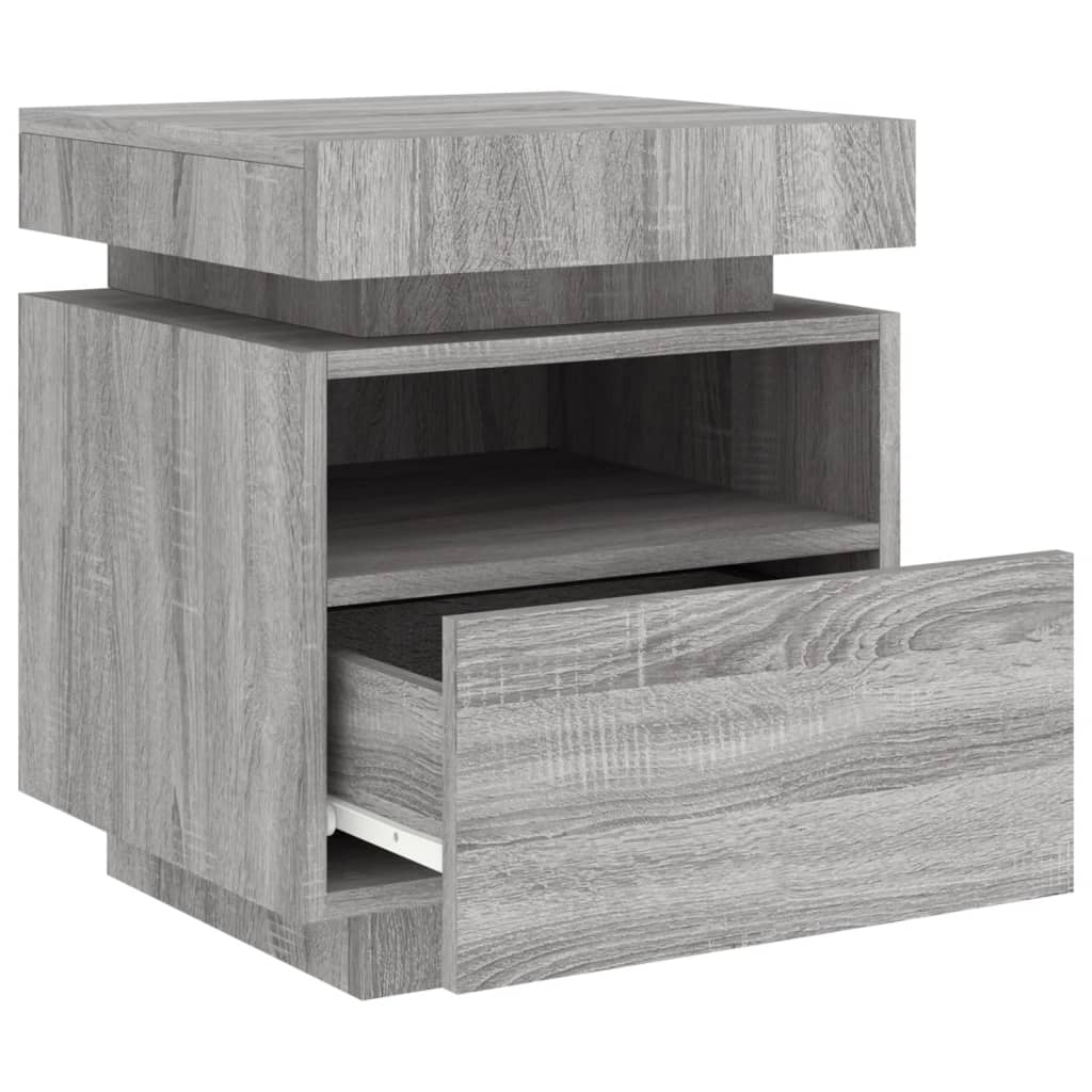 Nattbord Sengbord Sonoma Grå med LED 40x39x48,5 cm
