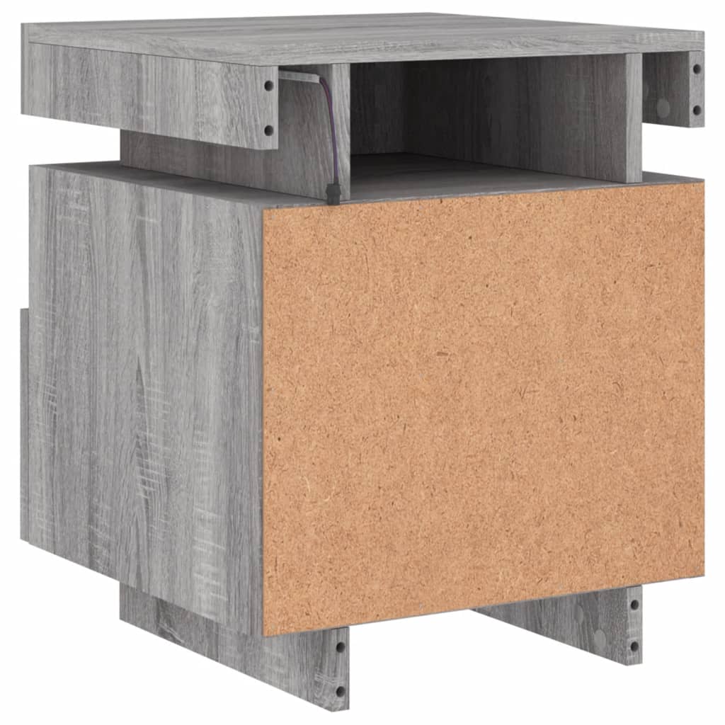Nattbord Sengbord Sonoma Grå med LED 40x39x48,5 cm