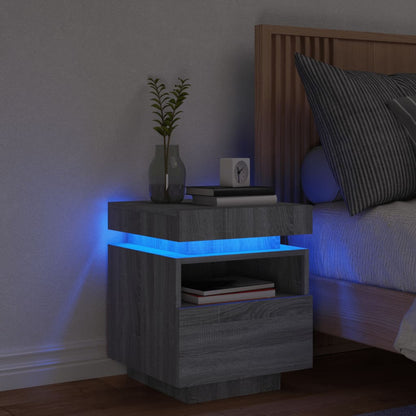 Nattbord Sengbord Sonoma Grå med LED 40x39x48,5 cm