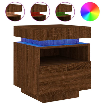 Nattbord Sengbord Brun Eik med LED 40x39x48,5 cm