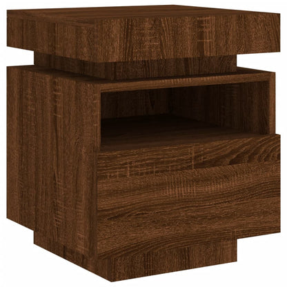 Nattbord Sengbord Brun Eik med LED 40x39x48,5 cm