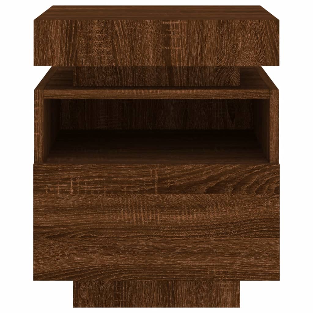 Nattbord Sengbord Brun Eik med LED 40x39x48,5 cm