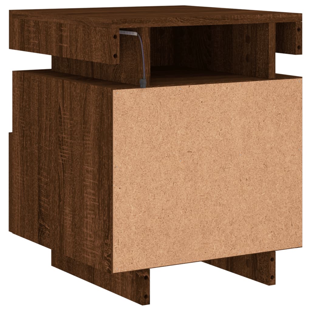Nattbord Sengbord Brun Eik med LED 40x39x48,5 cm