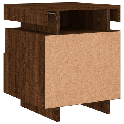 Nattbord Sengbord Brun Eik med LED 40x39x48,5 cm